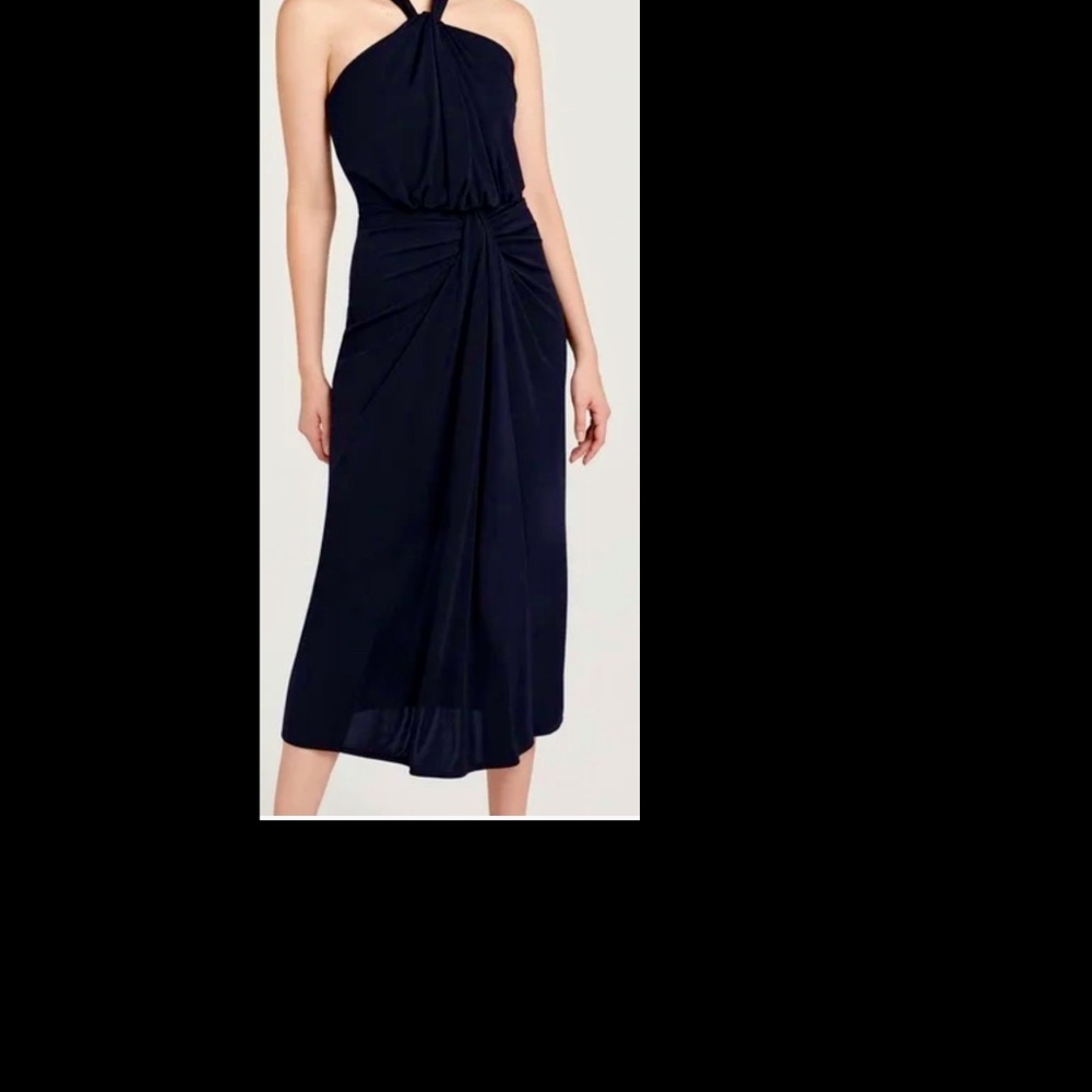 Cinq A Sept  Kaily Twist Halter midi dress in Navy